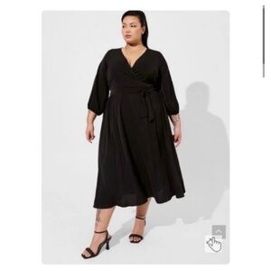 Torrid Elegant Black Wrap tea length Dress size 1
